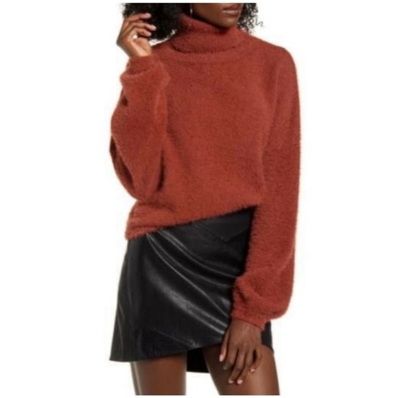 4Sienna Balloon Sleeve Eyelash Knit Turtleneck Sweater NEW - Picture 9 of 12